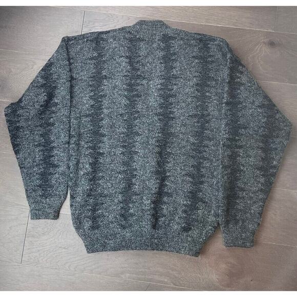 Vintage Jed Wear Men's Sm Cardigan Sweater Black Gray Acrylic Wool Blend Grandpa - Picture 4 of 4